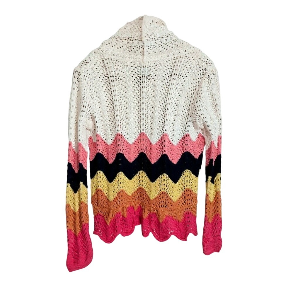 Multicolor Chevron Summer Cardigan CottageCore Boho Romantic Summer - Picture 3 of 7